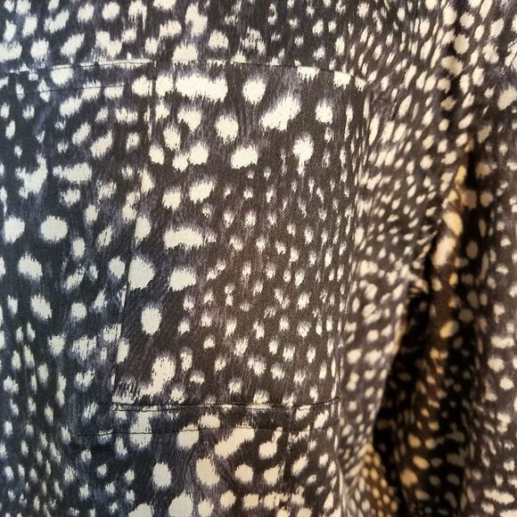 ANIMAL PRINT Black with Ivory Nehru Collar Jacket with Red Owl Lining - Picture 4 of 10